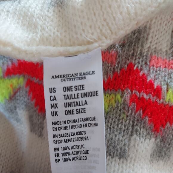 American Eagle Knit Infinity Funky Bright Colored Geometric Scarf - Picture 3 of 3